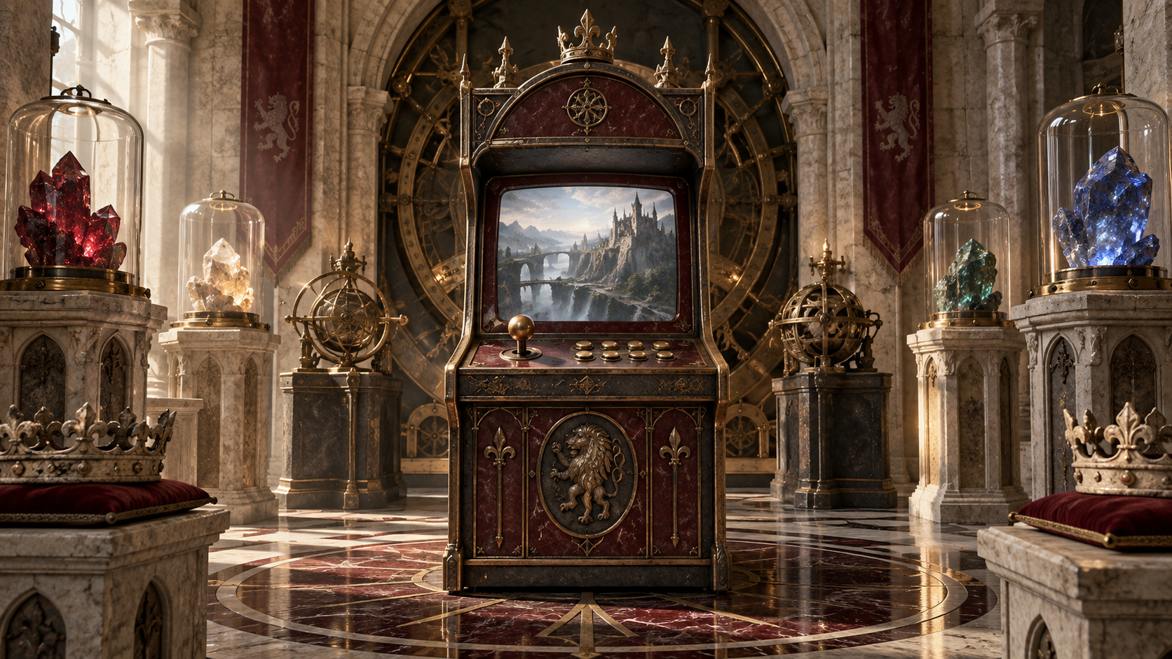 A game cabinet in a hidden crown vault